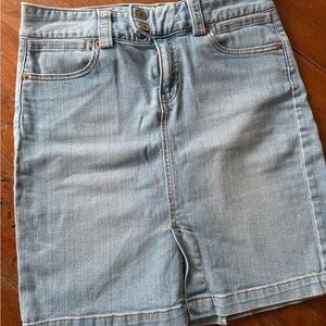 The Gap Brand Light Blue Denim Jean Skirt Knee High Stretch Size 6